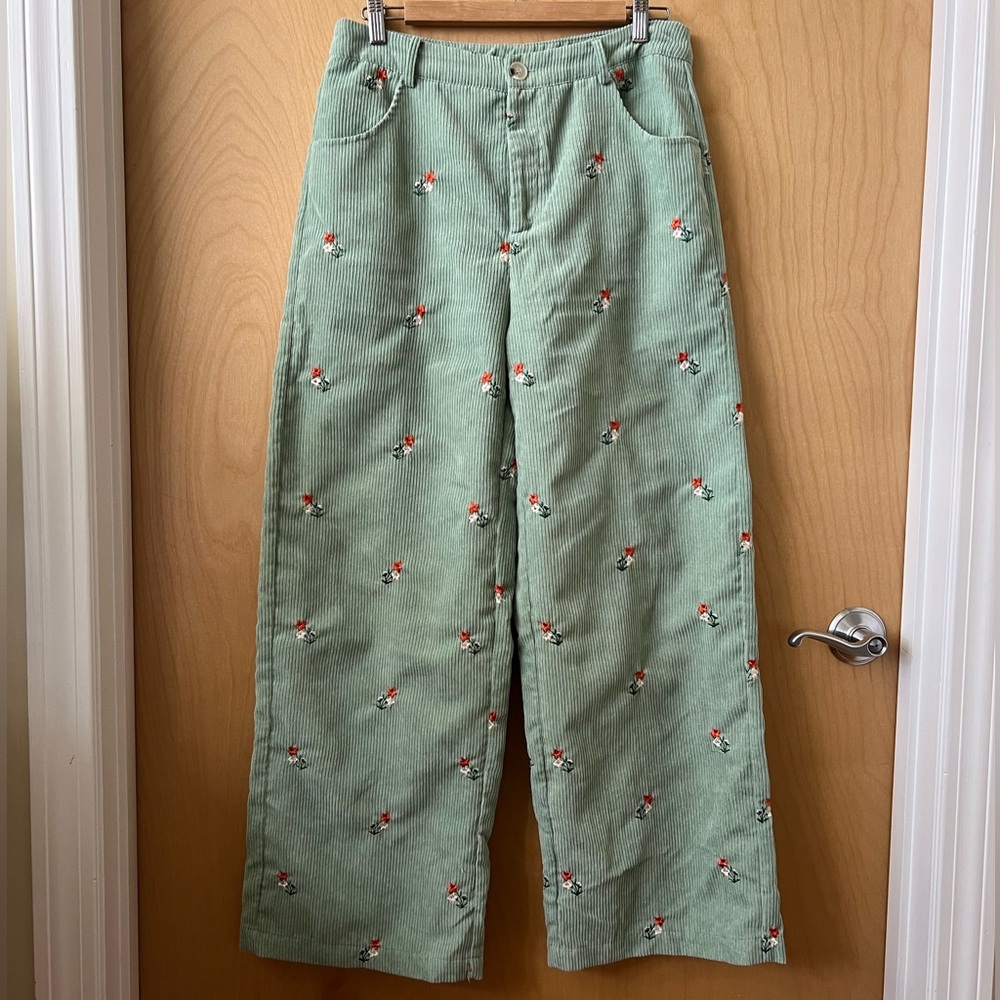 Corduroy Floral Embroidered Pants - Picture 6 of 10